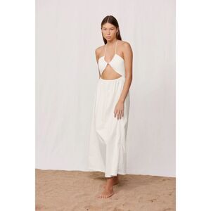 Mikoh Resort White Midi Dress Halter Drawstring Cut Out Size 1/Small Summer